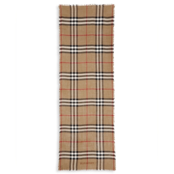 Burberry Check Lightweight Wool Silk Scarf - Picture 3 of 12